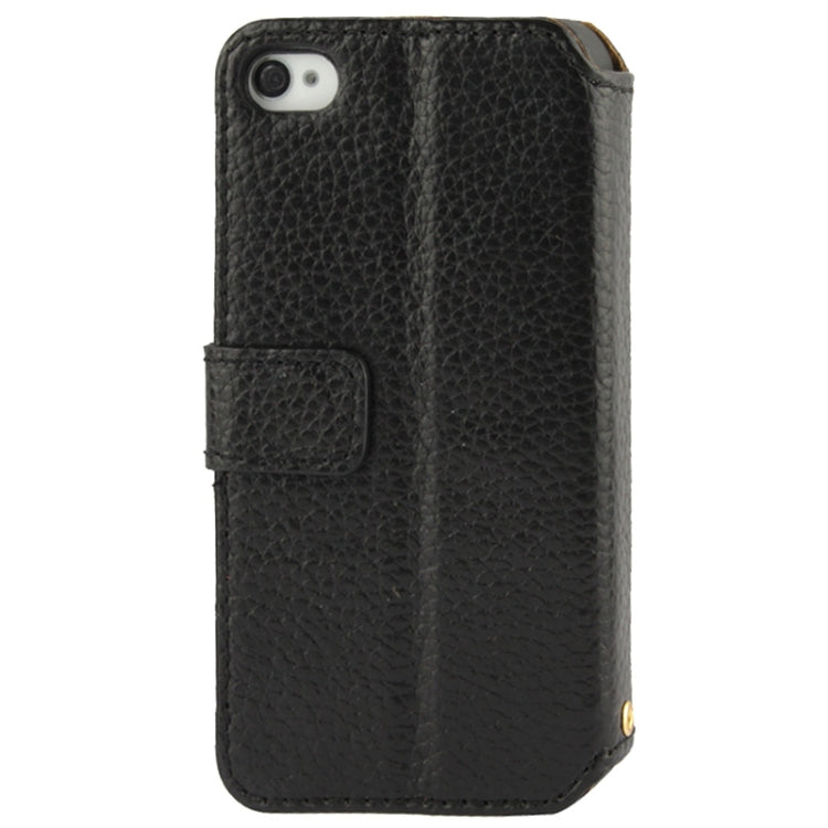 Litchi Texture Leather Case with Call Display ID & Holder for iPhone 4 & 4S