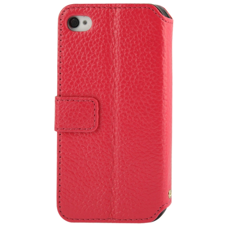 Litchi Texture Leather Case with Call Display ID & Holder for iPhone 4 & 4S