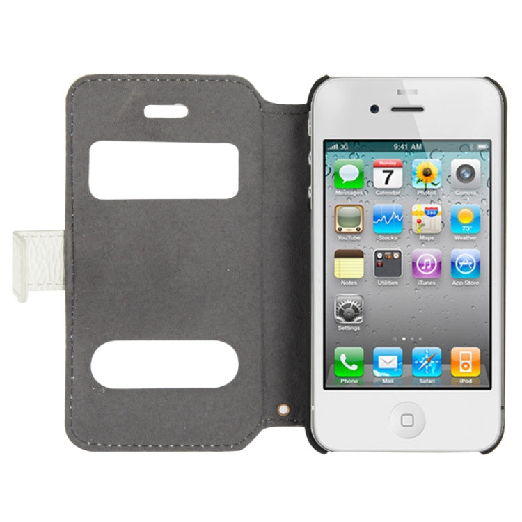 Litchi Texture Leather Case with Call Display ID & Holder for iPhone 4 & 4S