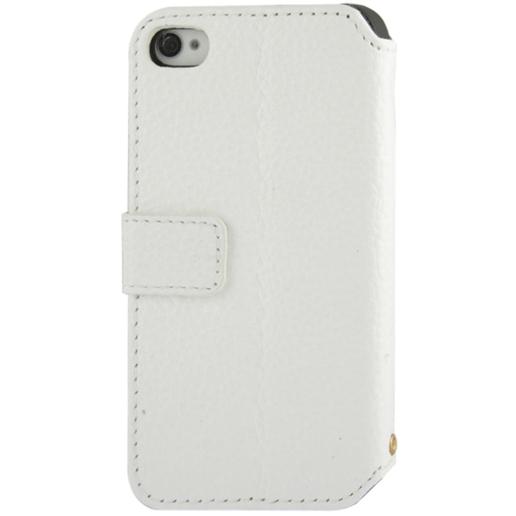 Litchi Texture Leather Case with Call Display ID & Holder for iPhone 4 & 4S