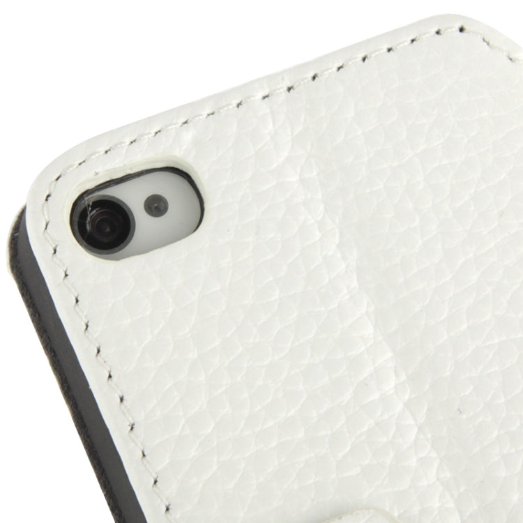 Litchi Texture Leather Case with Call Display ID & Holder for iPhone 4 & 4S