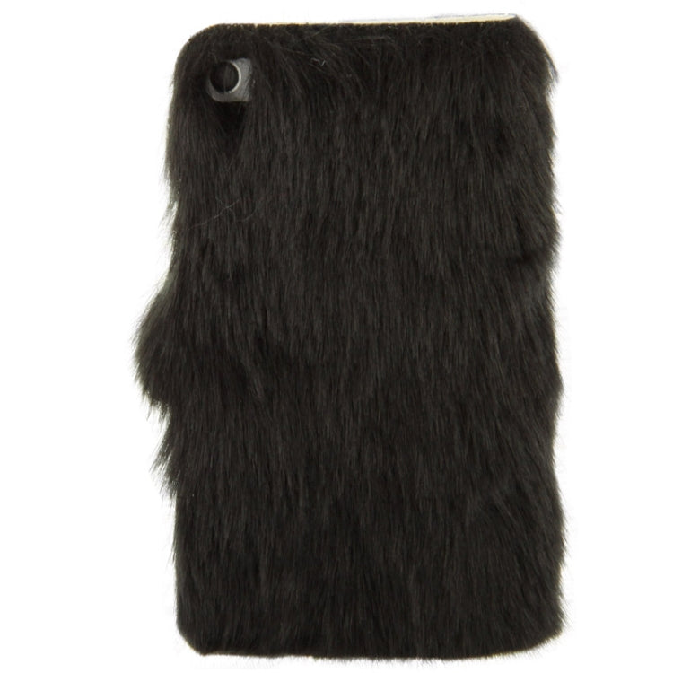 Diamond Encrusted Winter Warm Fur Leather Case with Credit Card Slot & Holder for iPhone 4 & 4S(Black)