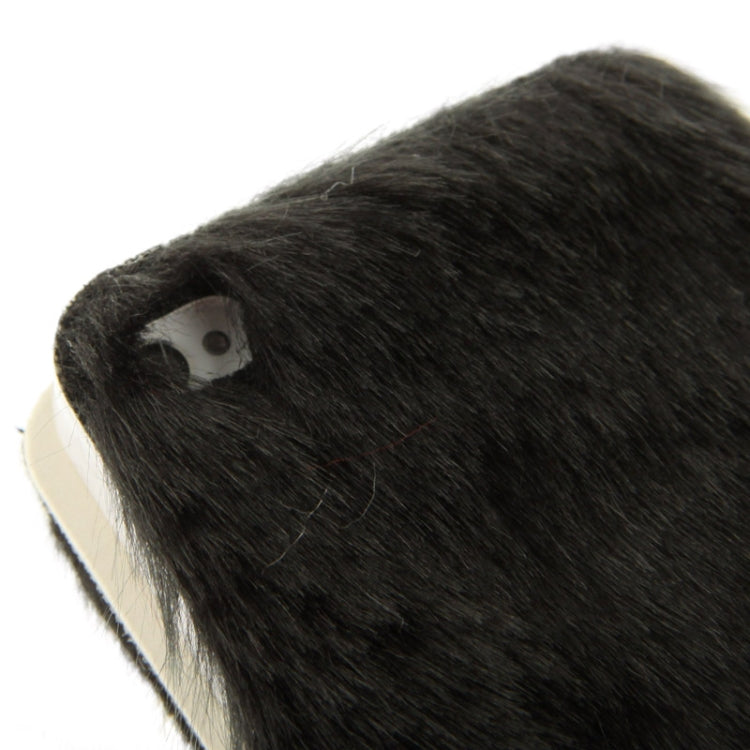 Diamond Encrusted Winter Warm Fur Leather Case with Credit Card Slot & Holder for iPhone 4 & 4S(Black)