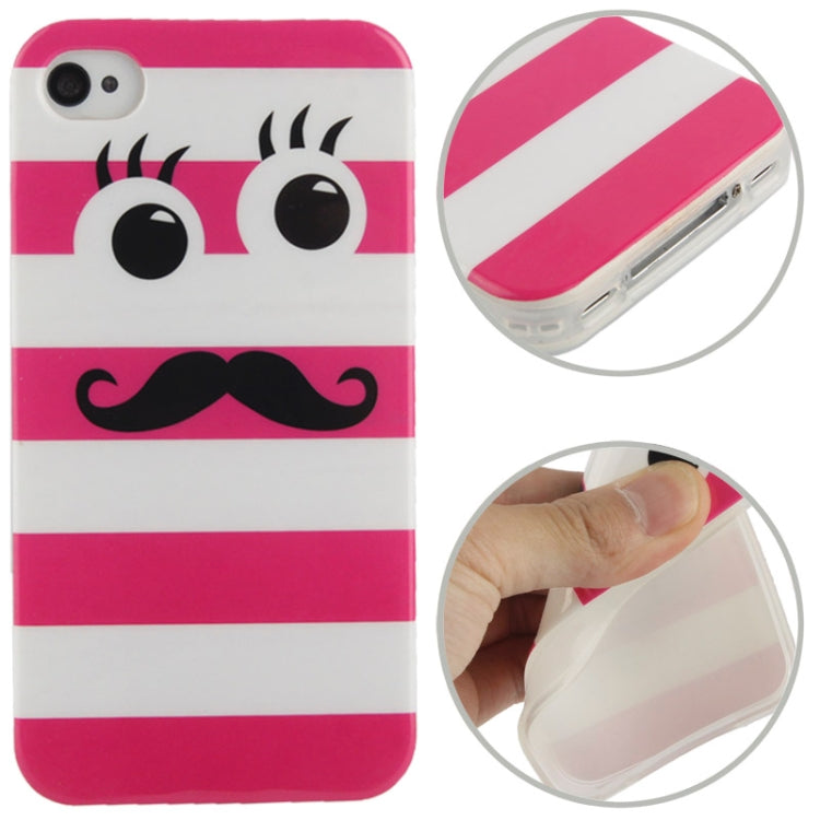 Moustache Pattern TPU Case for iPhone 4 & 4S(Magenta)