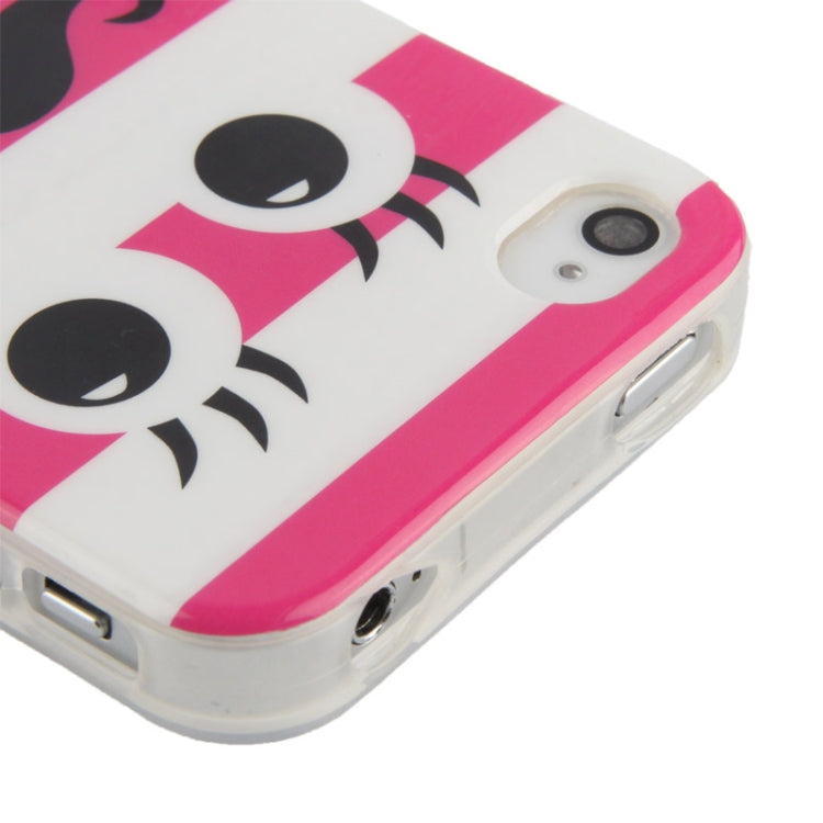 Moustache Pattern TPU Case for iPhone 4 & 4S(Magenta)