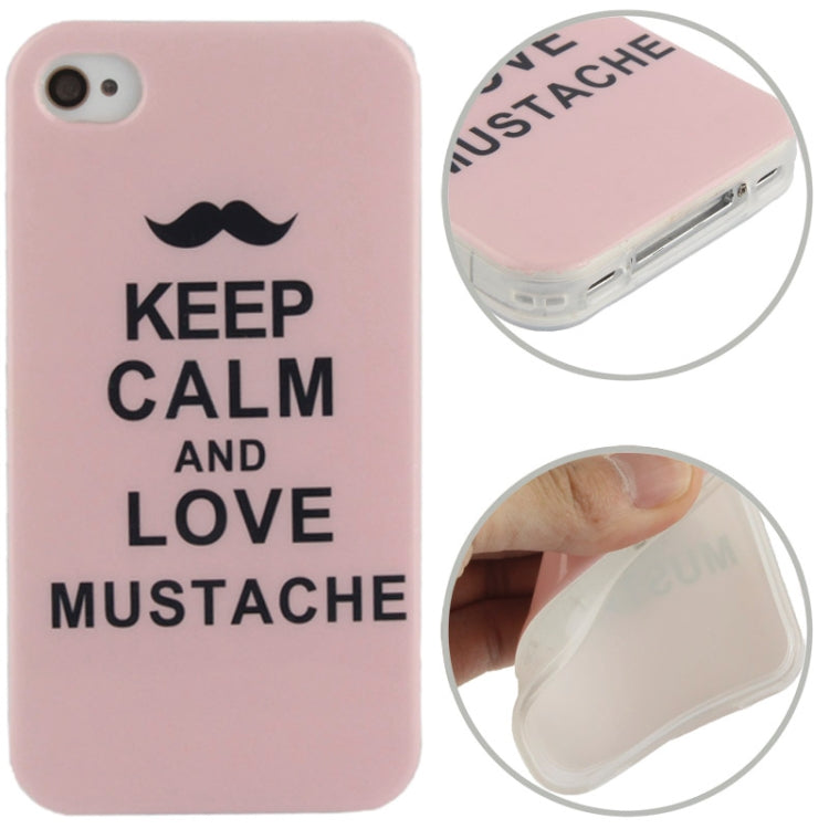 Keep Calm and Love Mustache Pattern TPU Case for iPhone 4 & 4S