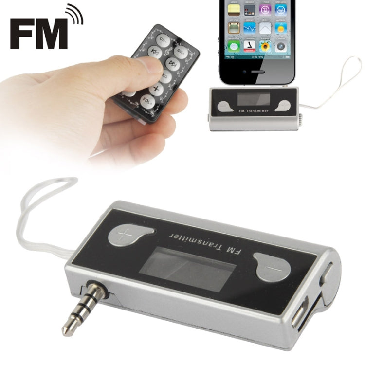 3.5mm Jack 87.5MHz to 108MHz FM Transmitter with Remote Control & Car Charger for iPhone 4 & 4S, iPhone 3G / 3GS, iPhone, iPod(Black)
