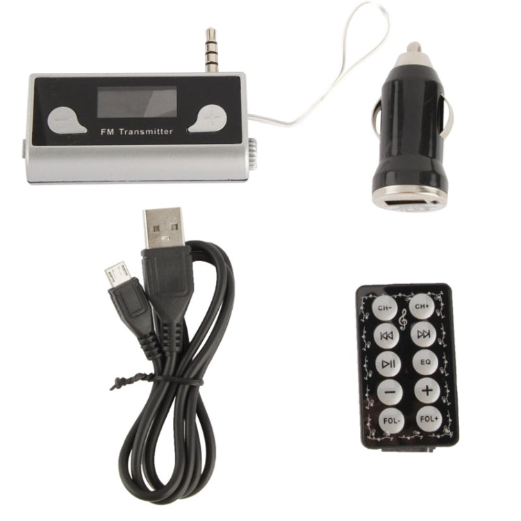 3.5mm Jack 87.5MHz to 108MHz FM Transmitter with Remote Control & Car Charger for iPhone 4 & 4S, iPhone 3G / 3GS, iPhone, iPod(Black)
