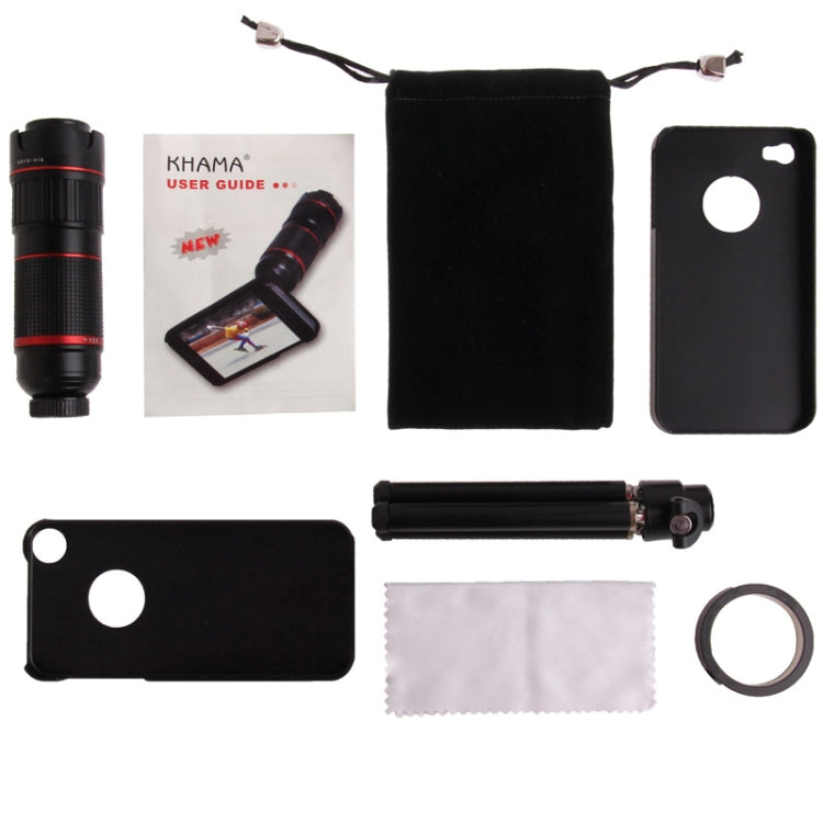 Khama 4-12X Zoom Mobile Phone Telephoto Lense for iPhone 4 & 4S(Black)