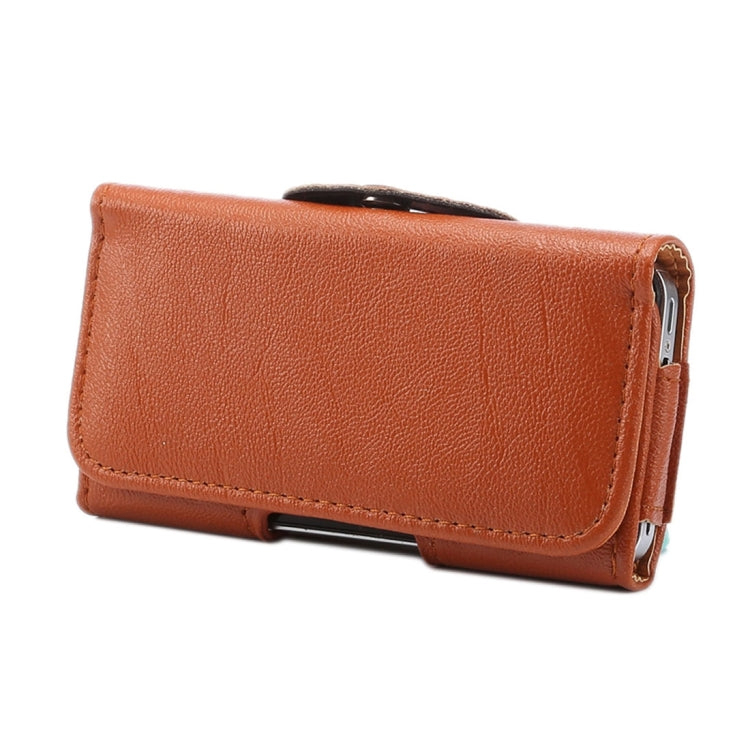 3.5 inch Bark Texture Horizontal Style Leather Waist Bag with Back Splint for iPhone 4 & 4S / 3G & 3GS(Brown)
