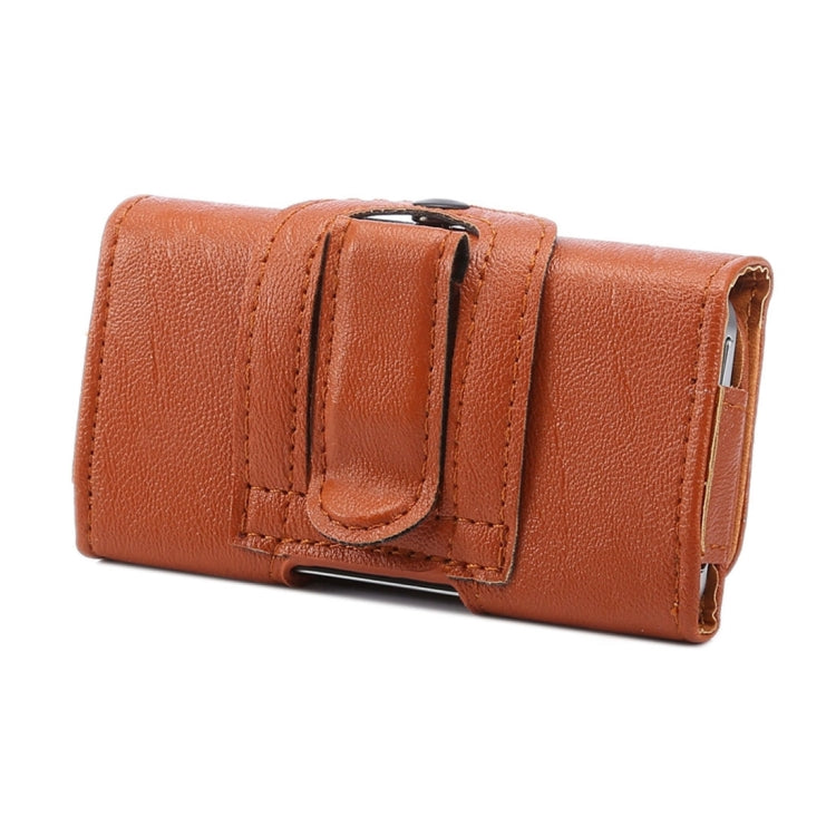 3.5 inch Bark Texture Horizontal Style Leather Waist Bag with Back Splint for iPhone 4 & 4S / 3G & 3GS(Brown)