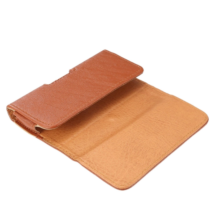 3.5 inch Bark Texture Horizontal Style Leather Waist Bag with Back Splint for iPhone 4 & 4S / 3G & 3GS(Brown)