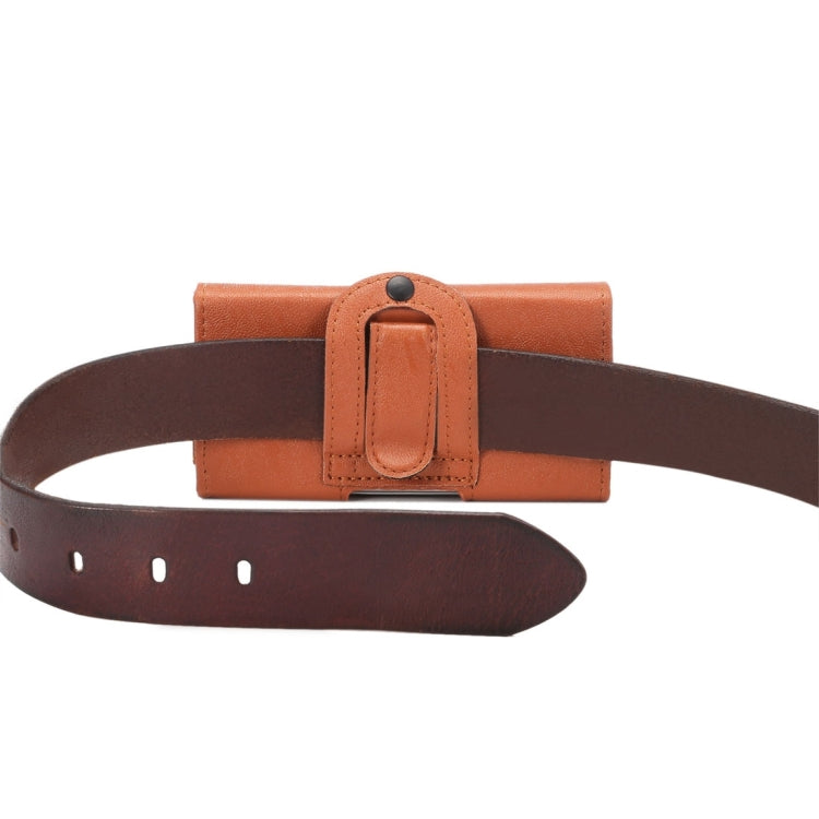3.5 inch Bark Texture Horizontal Style Leather Waist Bag with Back Splint for iPhone 4 & 4S / 3G & 3GS(Brown)