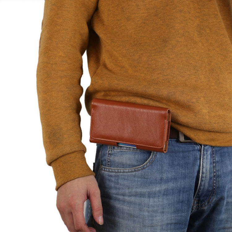 3.5 inch Bark Texture Horizontal Style Leather Waist Bag with Back Splint for iPhone 4 & 4S / 3G & 3GS(Brown)