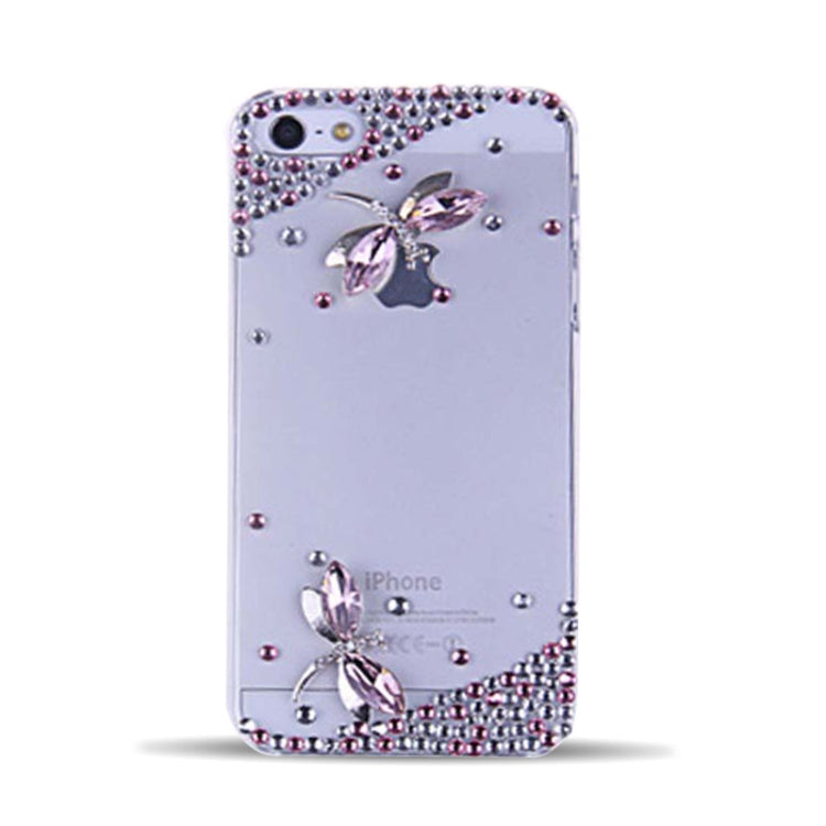 3D Dragonfly Pattern Diamond Encrusted Crystal Case  for iPhone 4