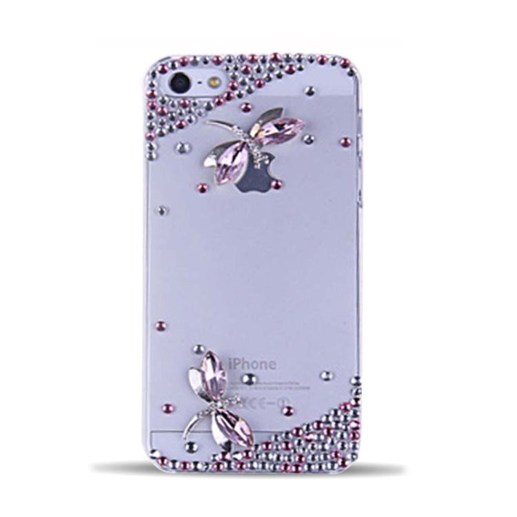 3D Dragonfly Pattern Diamond Encrusted Crystal Case  for iPhone 4