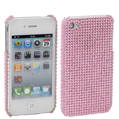 Diamond Encrusted Plastic Case for iPhone 4(Pink)