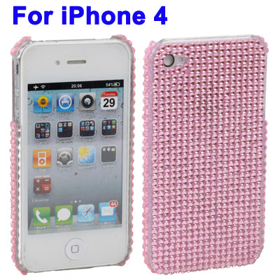 Diamond Encrusted Plastic Case for iPhone 4(Pink)