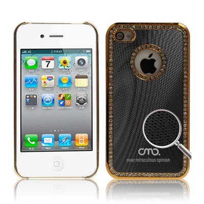 OMO Diamond Encrusted Plastic Case for iPhone 4