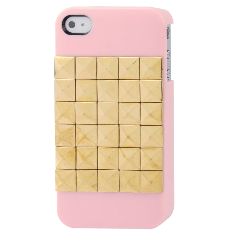 Diamond Style Golden Rivet Plastic Protective Case for iPhone 4 & 4S
