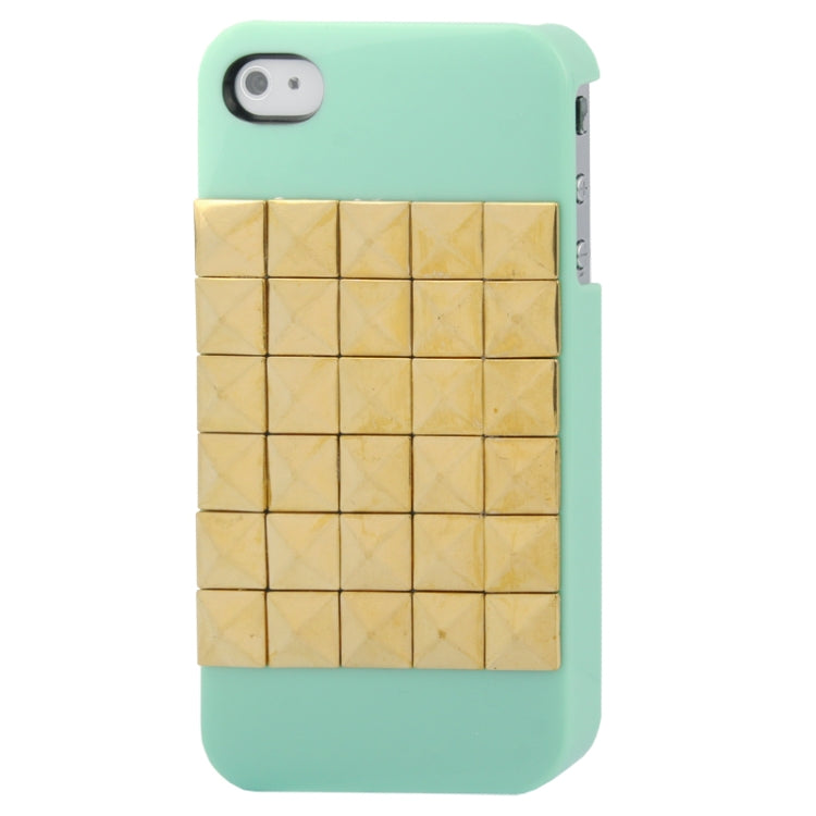 Diamond Style Golden Rivet Plastic Protective Case for iPhone 4 & 4S