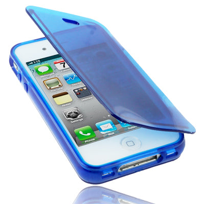 Translucent Horizontal Flip TPU Protective Case for iPhone 4 & 4S