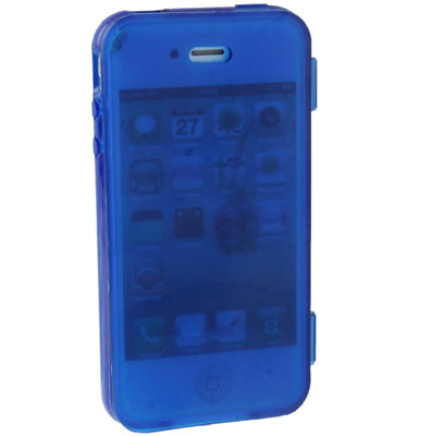 Translucent Horizontal Flip TPU Protective Case for iPhone 4 & 4S