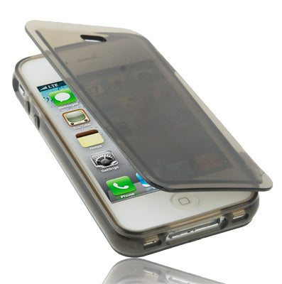 Translucent Horizontal Flip TPU Protective Case for iPhone 4 & 4S