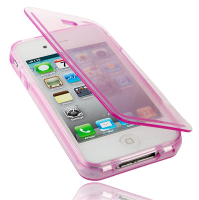 Translucent Horizontal Flip TPU Protective Case for iPhone 4 & 4S