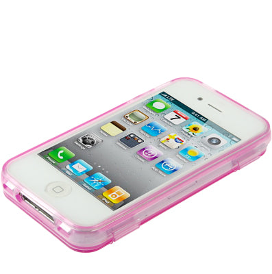 Translucent Horizontal Flip TPU Protective Case for iPhone 4 & 4S