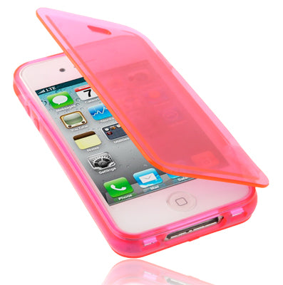 Translucent Horizontal Flip TPU Protective Case for iPhone 4 & 4S