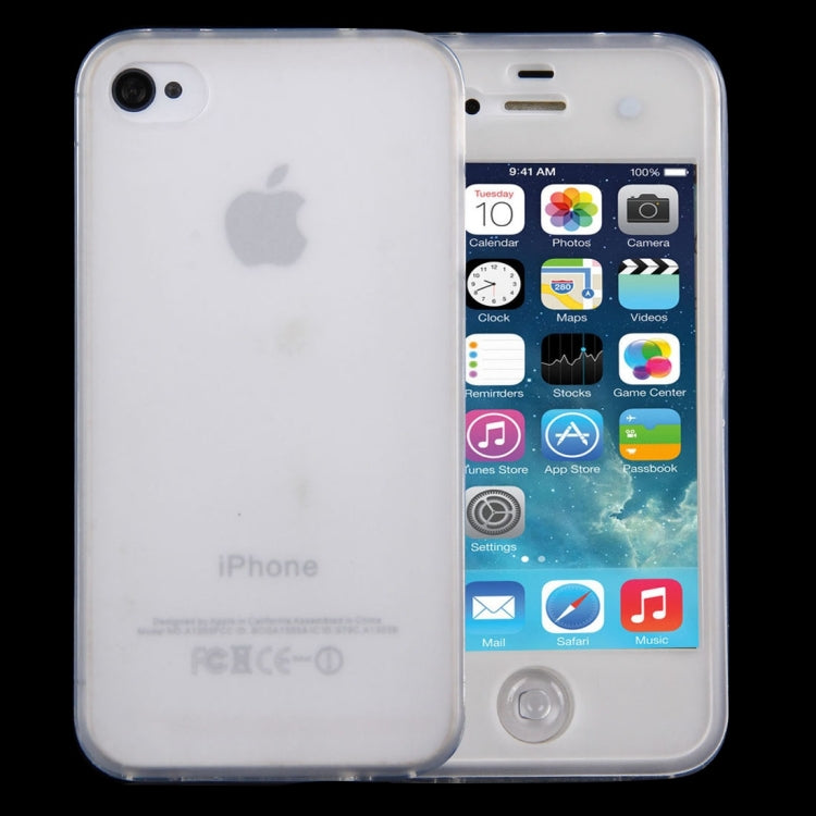 Translucent Horizontal Flip TPU Protective Case for iPhone 4 & 4S