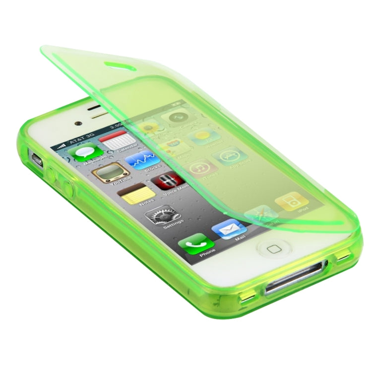 Translucent Horizontal Flip TPU Protective Case for iPhone 4 & 4S