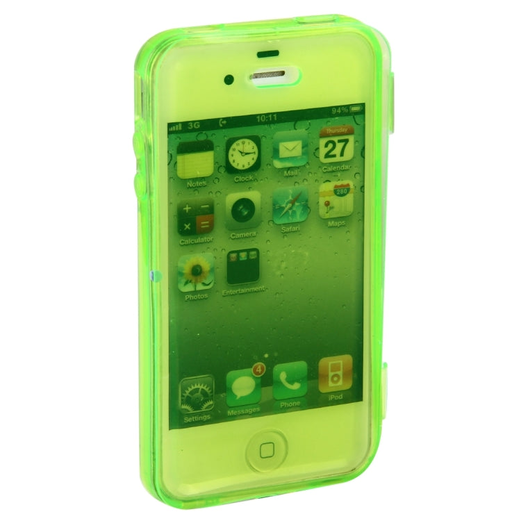 Translucent Horizontal Flip TPU Protective Case for iPhone 4 & 4S