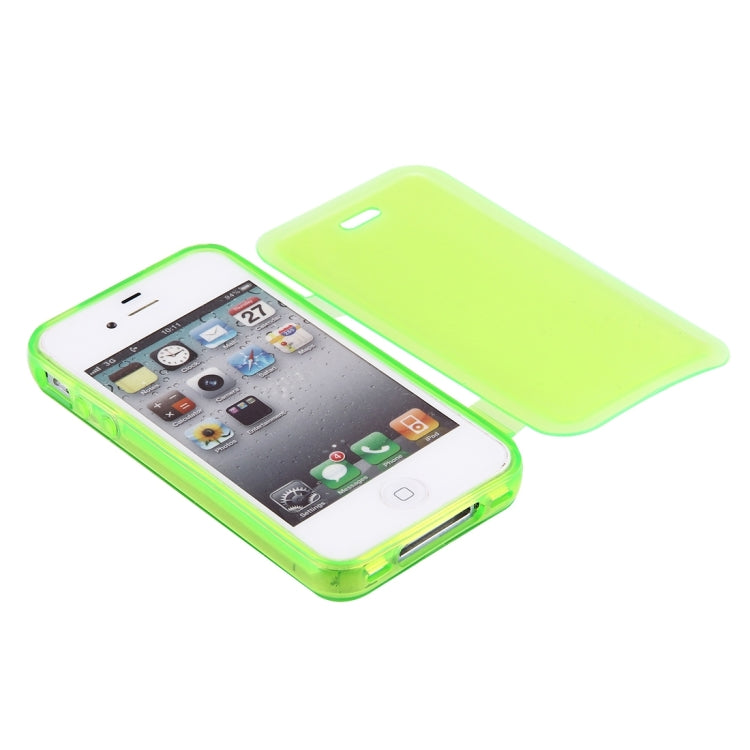 Translucent Horizontal Flip TPU Protective Case for iPhone 4 & 4S