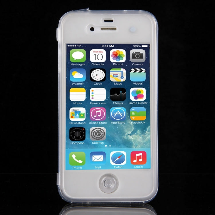 Translucent Horizontal Flip TPU Protective Case for iPhone 4 & 4S
