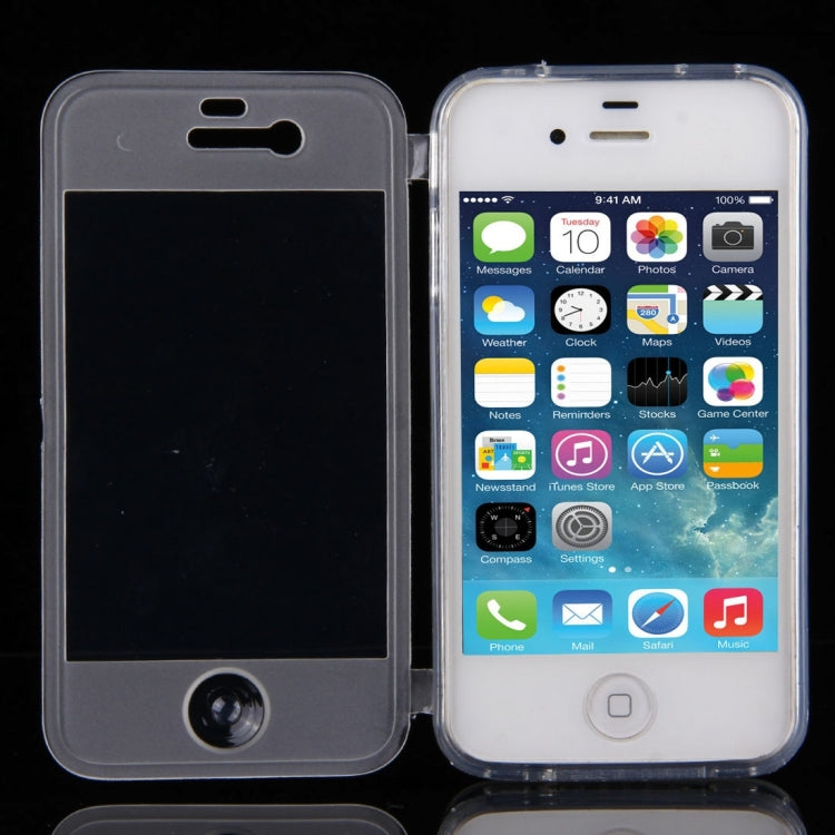 Translucent Horizontal Flip TPU Protective Case for iPhone 4 & 4S