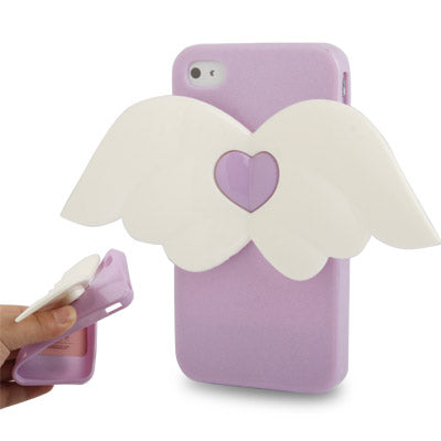 Angel Wings Style Shimmering Powder TPU Case for iPhone 4 & 4S