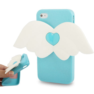 Angel Wings Style Shimmering Powder TPU Case for iPhone 4 & 4S