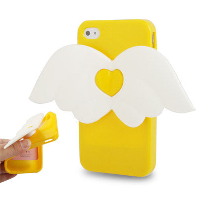Angel Wings Style Shimmering Powder TPU Case for iPhone 4 & 4S