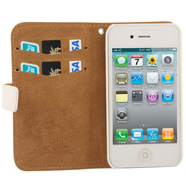 Golden Rivet Litchi Texture Horizontal Flip Leather Case with Credit Card Slots & Holder & Lanyard for iPhone 4 & 4S