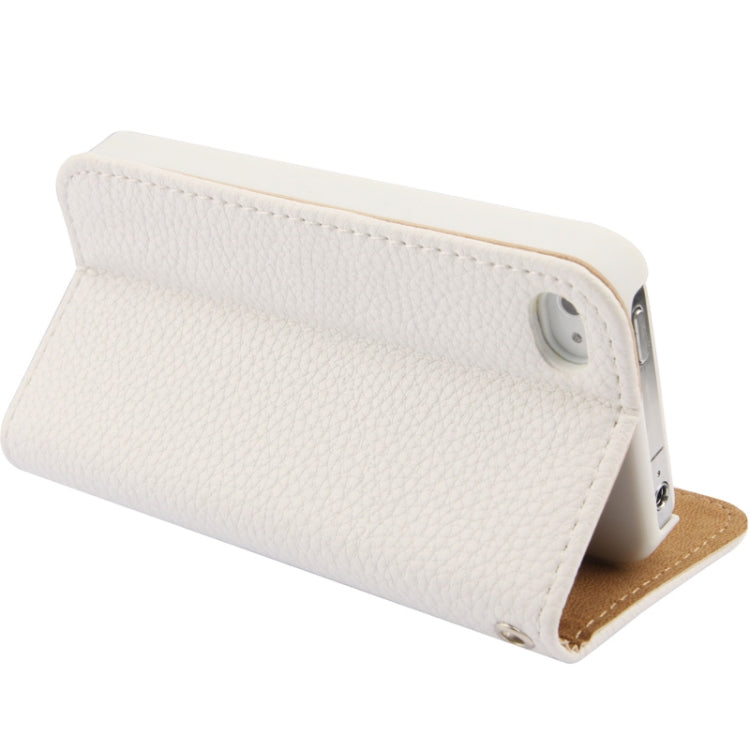 Golden Rivet Litchi Texture Horizontal Flip Leather Case with Credit Card Slots & Holder & Lanyard for iPhone 4 & 4S