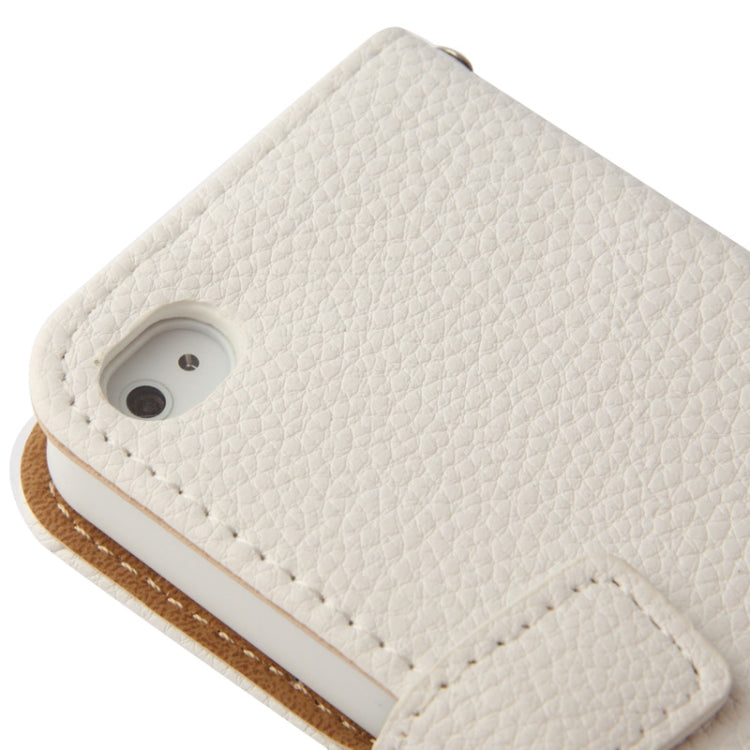 Golden Rivet Litchi Texture Horizontal Flip Leather Case with Credit Card Slots & Holder & Lanyard for iPhone 4 & 4S