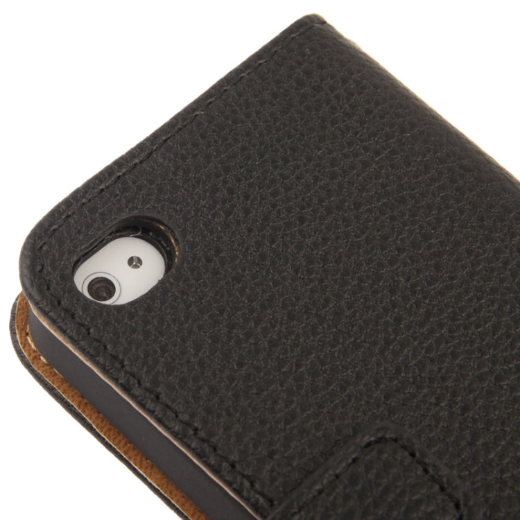 Golden Rivet Litchi Texture Horizontal Flip Leather Case with Credit Card Slots & Holder & Lanyard for iPhone 4 & 4S