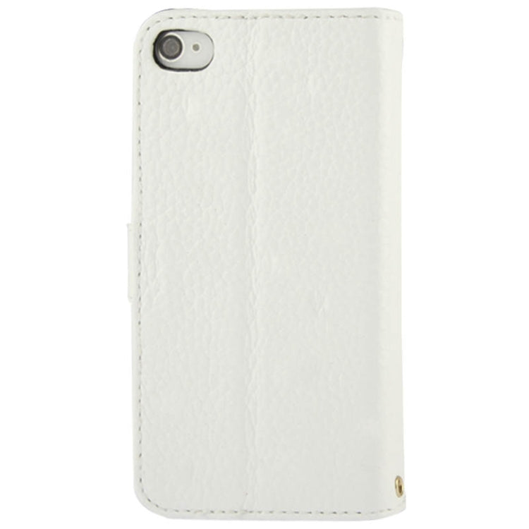Litchi Texture Horizontal Flip Top-grain Genuine Leather Case with Credit Card Slots & Holder for iPhone 4 & 4S