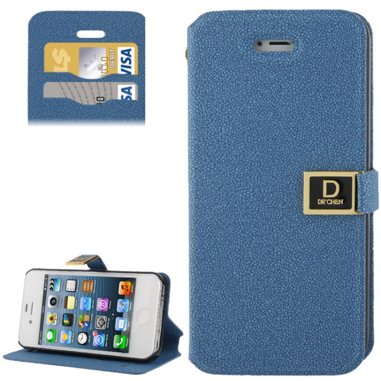 Gravel Texture Horizontal Flip Leather Case with Credit Card Slots & Holder for iPhone 4 & 4S