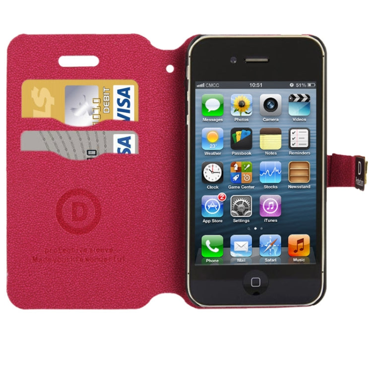 Gravel Texture Horizontal Flip Leather Case with Credit Card Slots & Holder for iPhone 4 & 4S