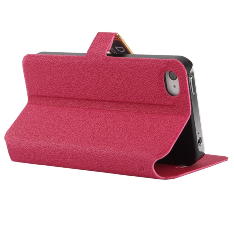 Gravel Texture Horizontal Flip Leather Case with Credit Card Slots & Holder for iPhone 4 & 4S
