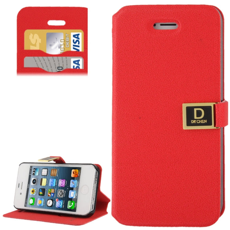 Gravel Texture Horizontal Flip Leather Case with Credit Card Slots & Holder for iPhone 4 & 4S