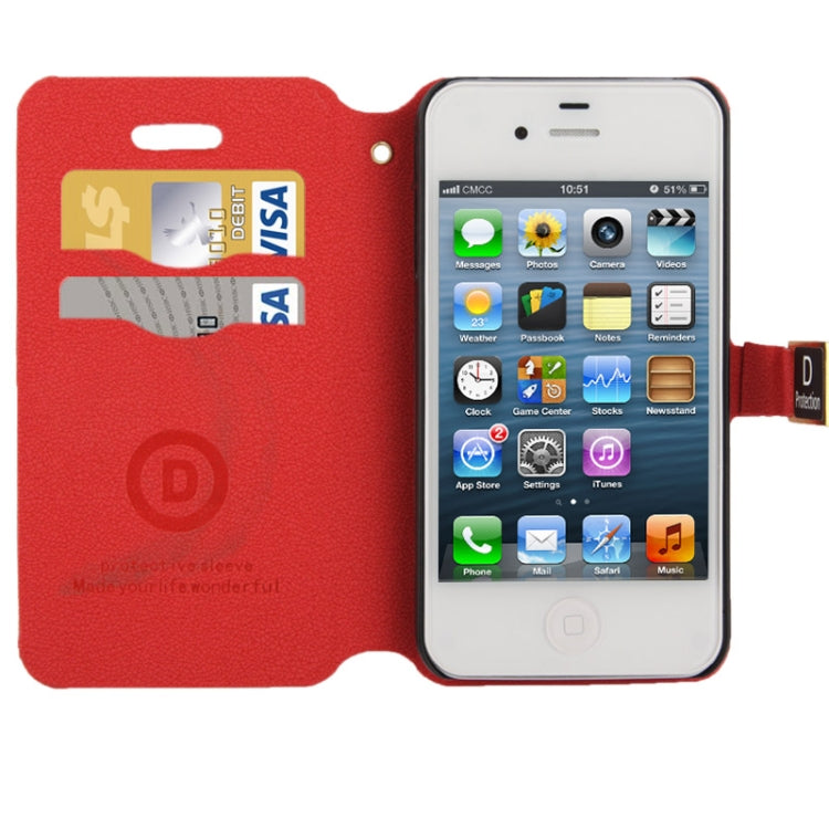 Gravel Texture Horizontal Flip Leather Case with Credit Card Slots & Holder for iPhone 4 & 4S
